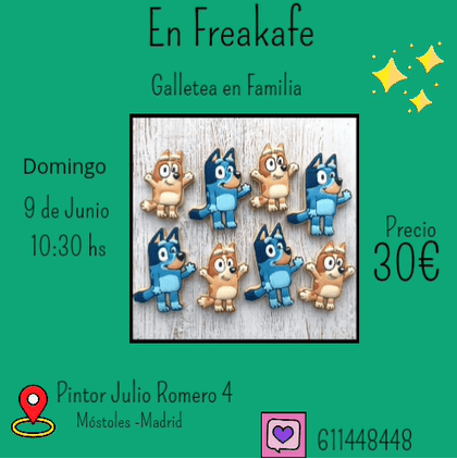 Taller de galletas de Bluey en el Freakafe
